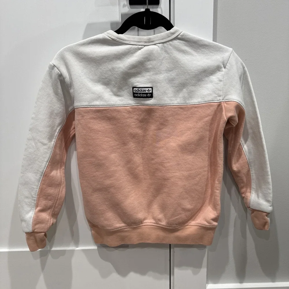 Adidas Originals Crew Sweatshirt Black Pink White Unisex Sz S Streetwear Relaxed